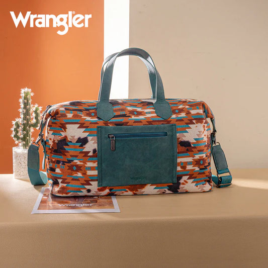 Wrangler Aztec Print Duffle/Crossbody - Turquoise