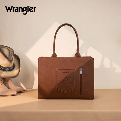 Wrangler Horseshoe Cutout Carry-All Large Tote Bag - Brown