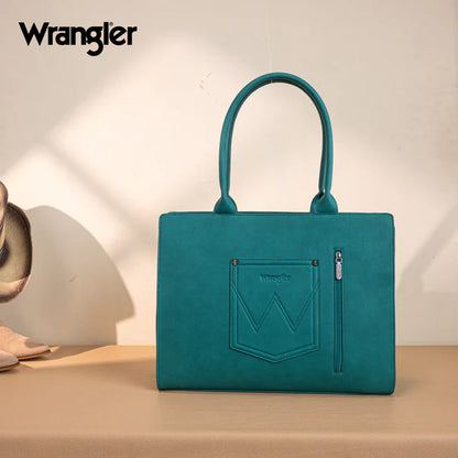 Wrangler Horseshoe Cutout Carry-All Large Tote Bag - Turquoise