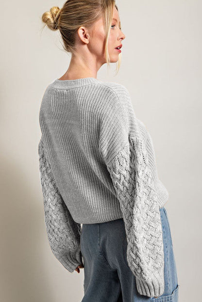 Parchment Chunky Knit Sleeve Drop Shoulder Sweater