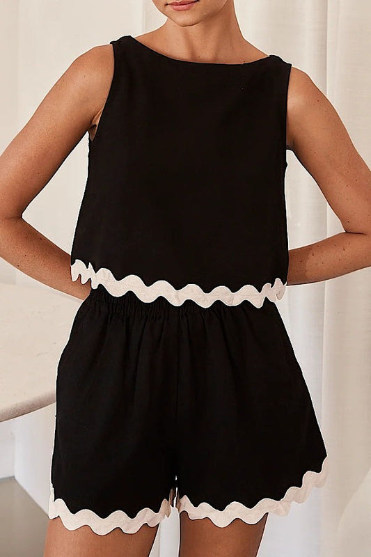 Ric Rac Trim Shorts Set