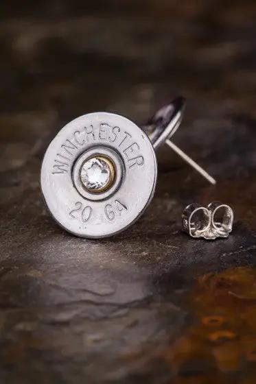 20 Gauge Shotgun Shell Stud Earrings Studs, Pair of Earrings