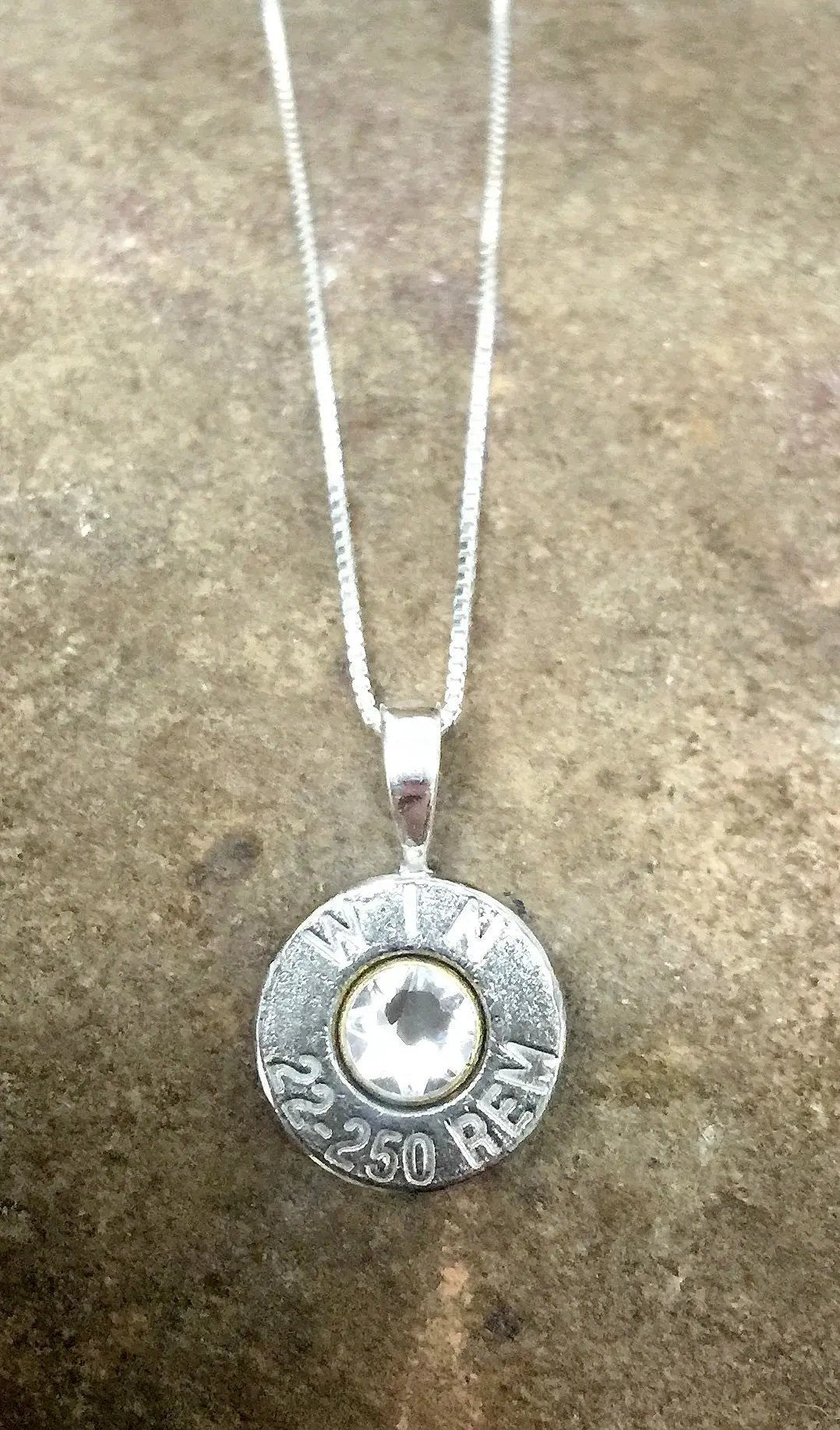 22-250 Sterling Silver Bullet Head Necklace