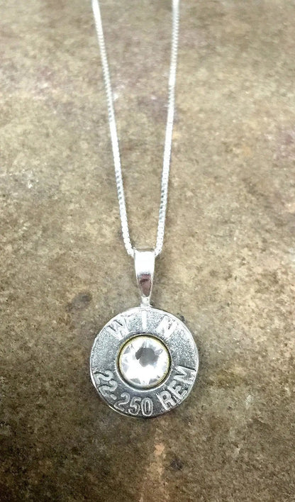 22-250 Sterling Silver Bullet Head Necklace