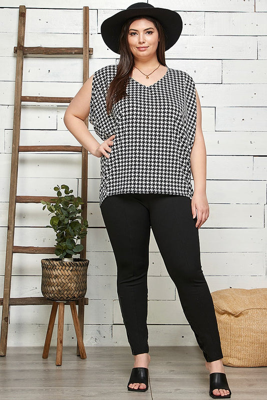 Houndstooth Blouse- Plus Size