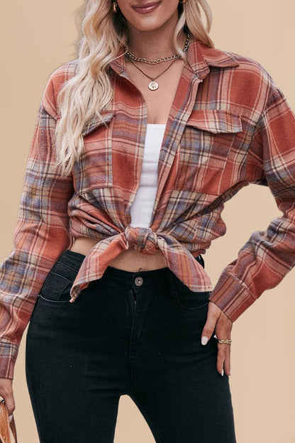 Casual Plaid Oversized Long Sleeve Shirt Shacket