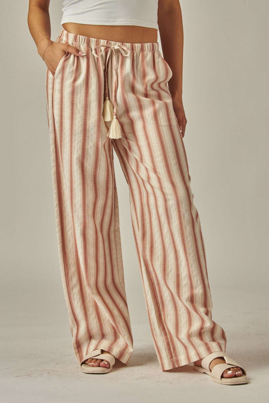 Lightweight striped linen pants perfect for warm days and casual comfort
