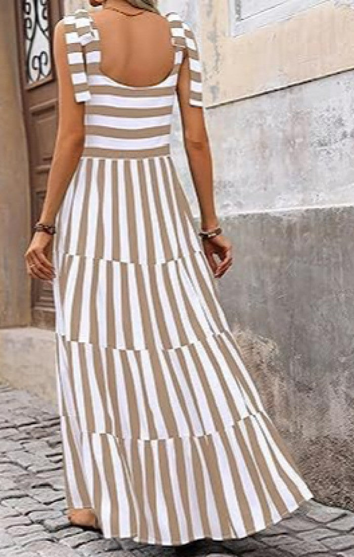 Brown Striped Maxi Dress