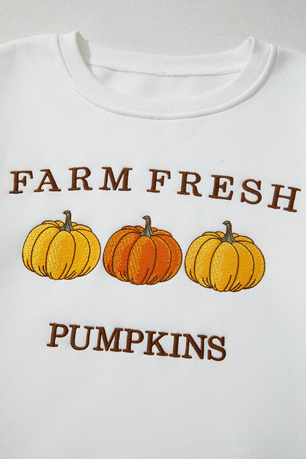 Farm Fresh Pumpkins Sweatshirt - embroidery detail closeup