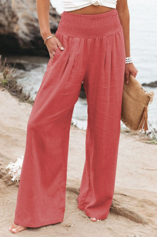 Cotton & Linen Wide-Leg Pants