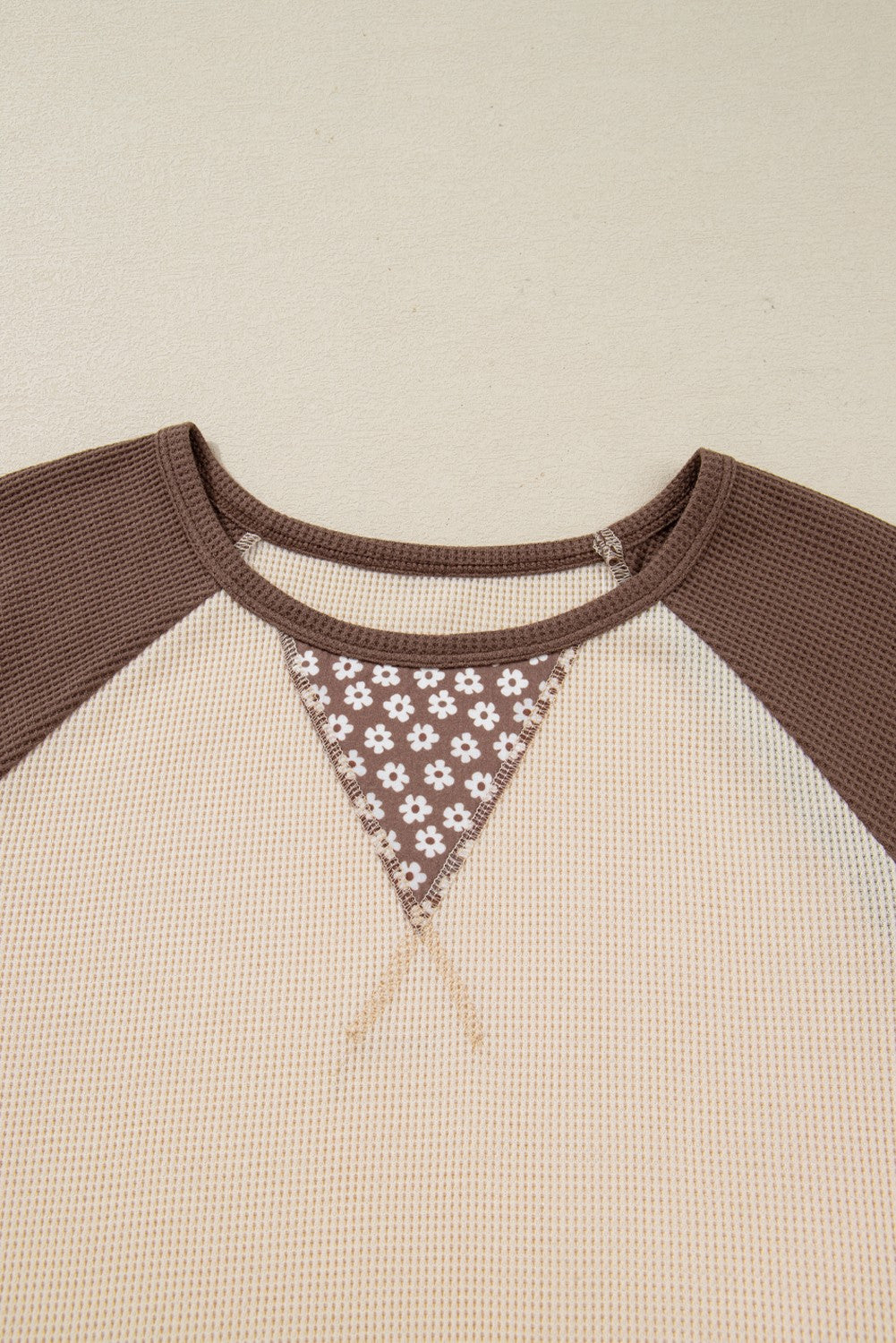 Floral Print Patchwork Color Block Long Sleeve Top