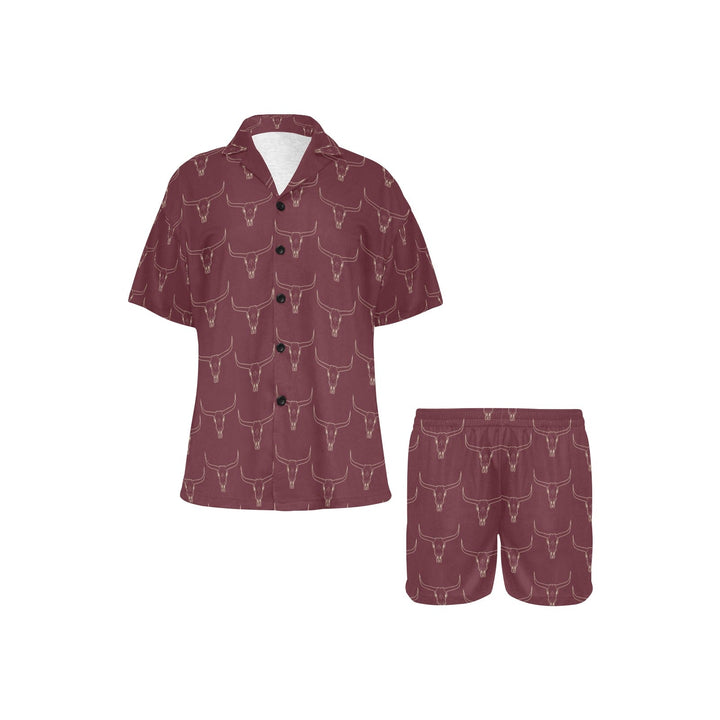 Burgandy Longhorn Women's Western Pajama Set