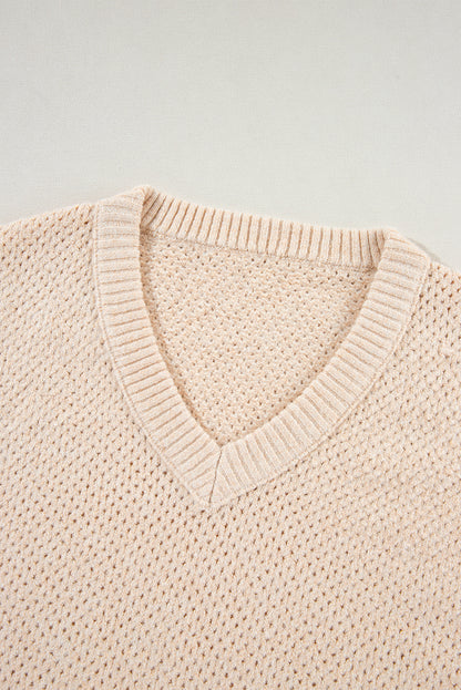 Parchment Plain Oversized Hollowed Knit Sweater