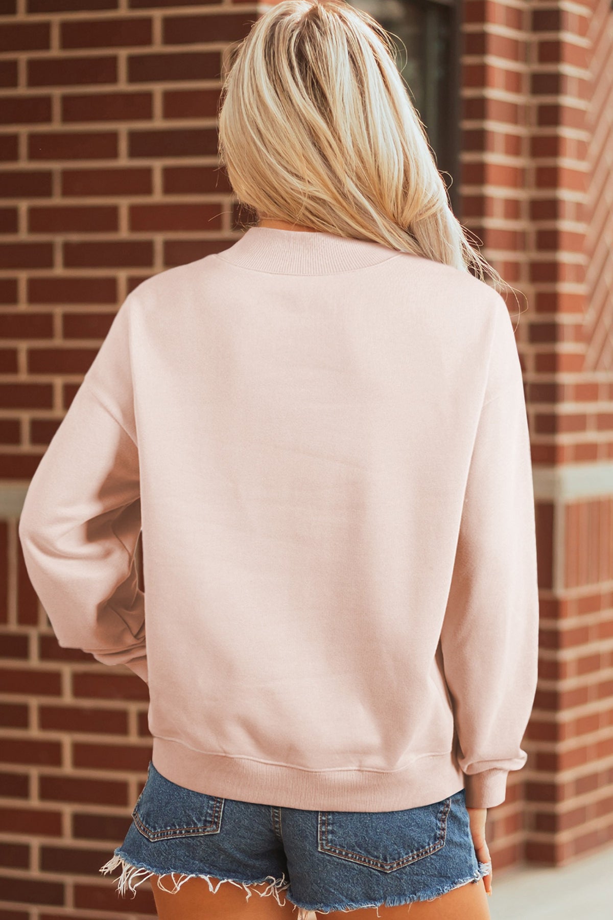 Halloween Floral Pumpkin Mock Neck Sweatshirt - back view