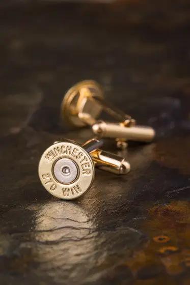 Winchester 270 Bullet Cufflinks, Brass or Nickel