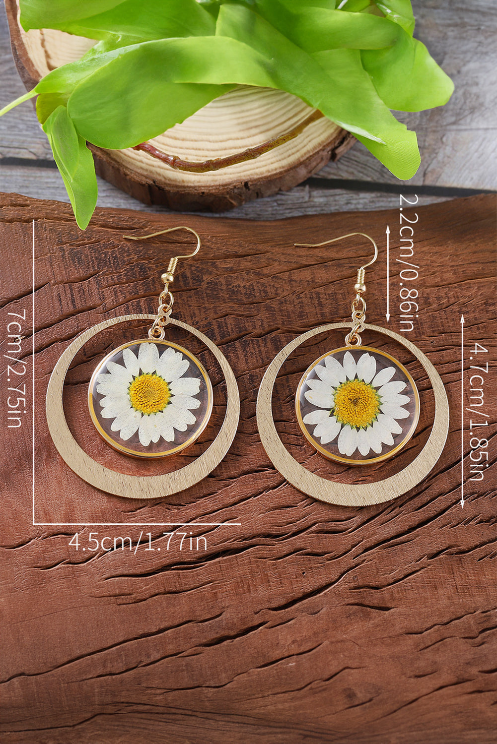 Gold Boho Daisy Dangle Earrings