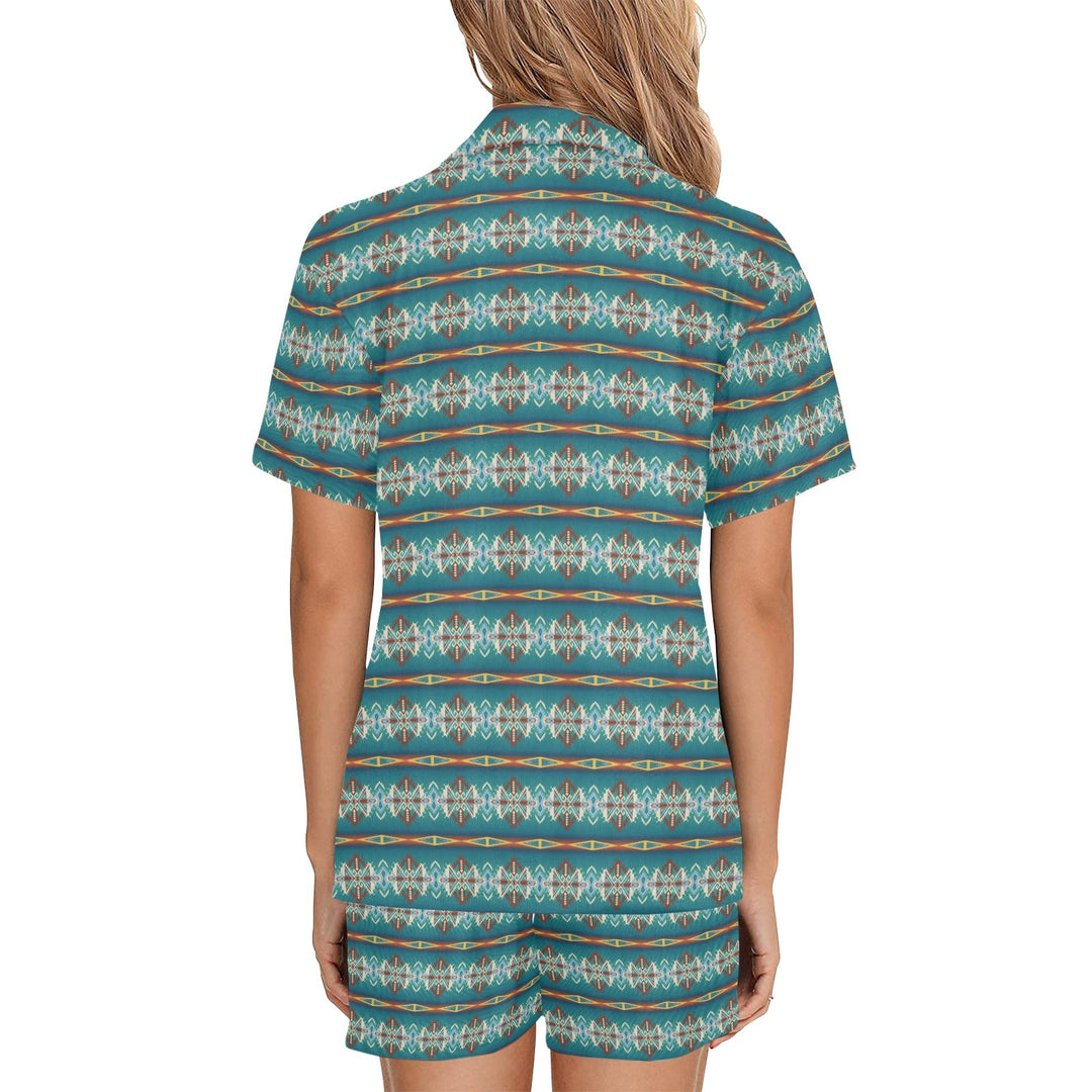 Teal Aztec Women's Western Pajama Set