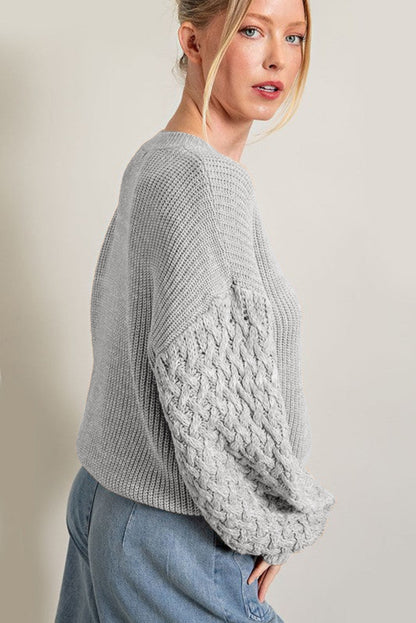 Parchment Chunky Knit Sleeve Drop Shoulder Sweater