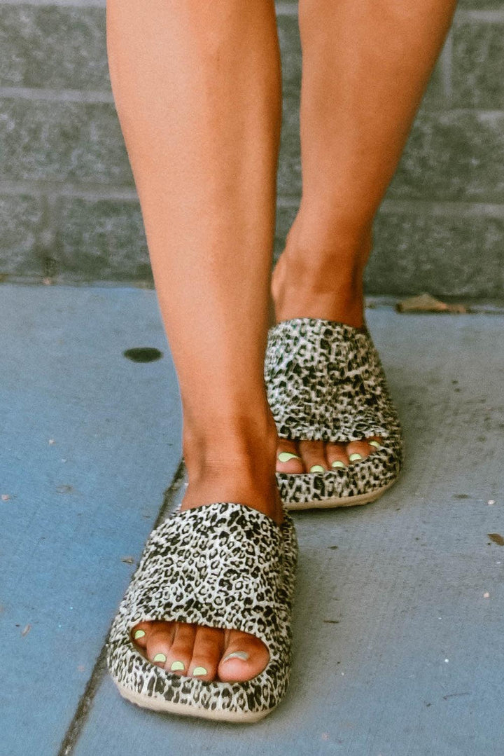 Leopard Print Casual Soft Rubber Slides Shoes