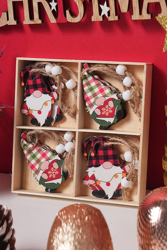 Red Clay Plaid Christmas Tree Pendant Decor 12PC Set