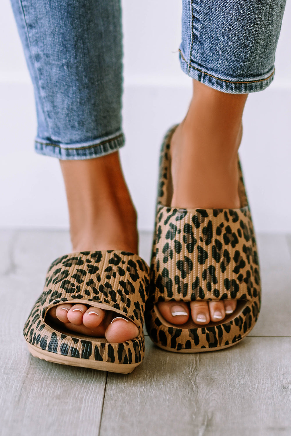 Leopard Cloud Slides Thick Flat Slippers