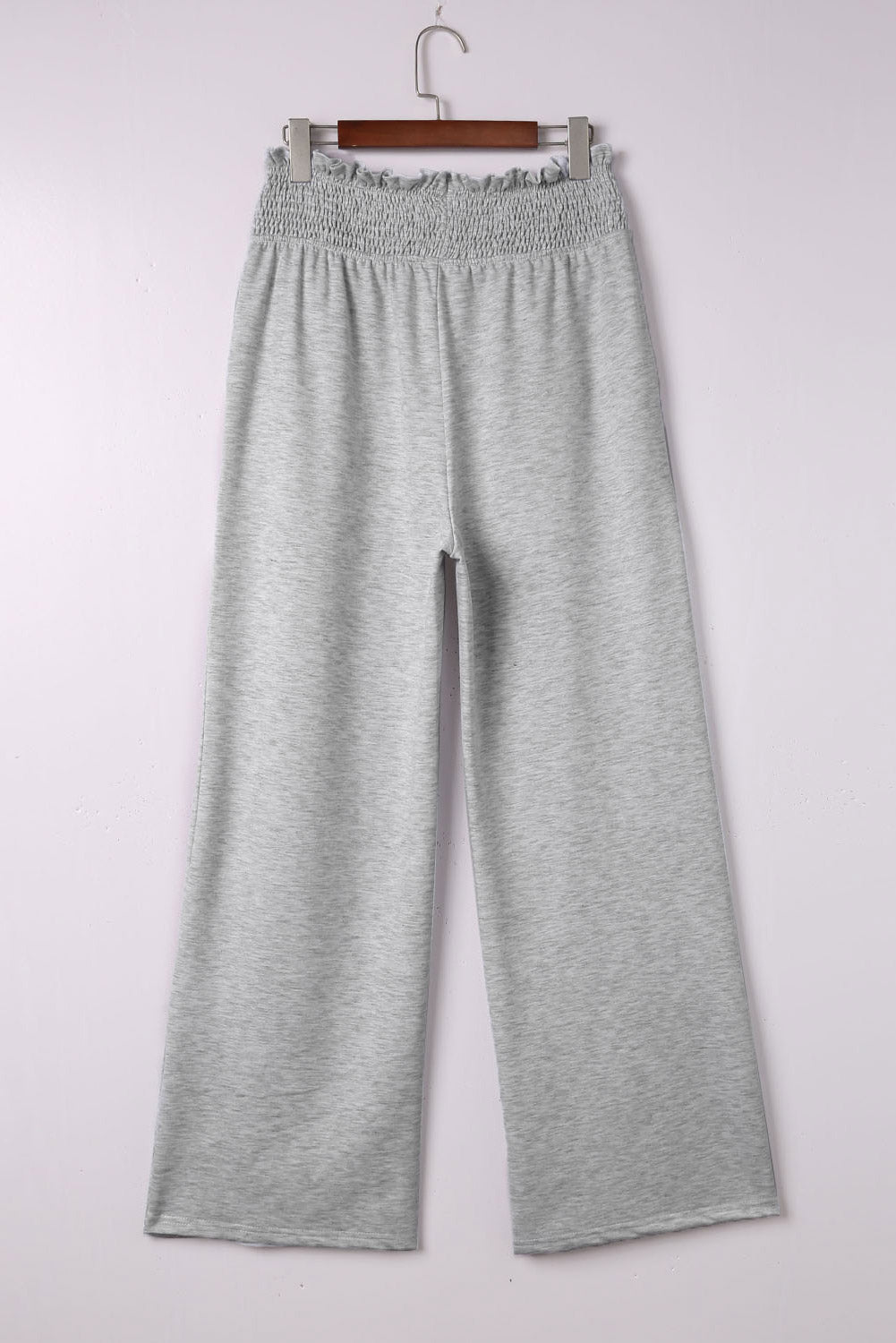 Grey Elastic High Waisted Wide Leg Sweatpants