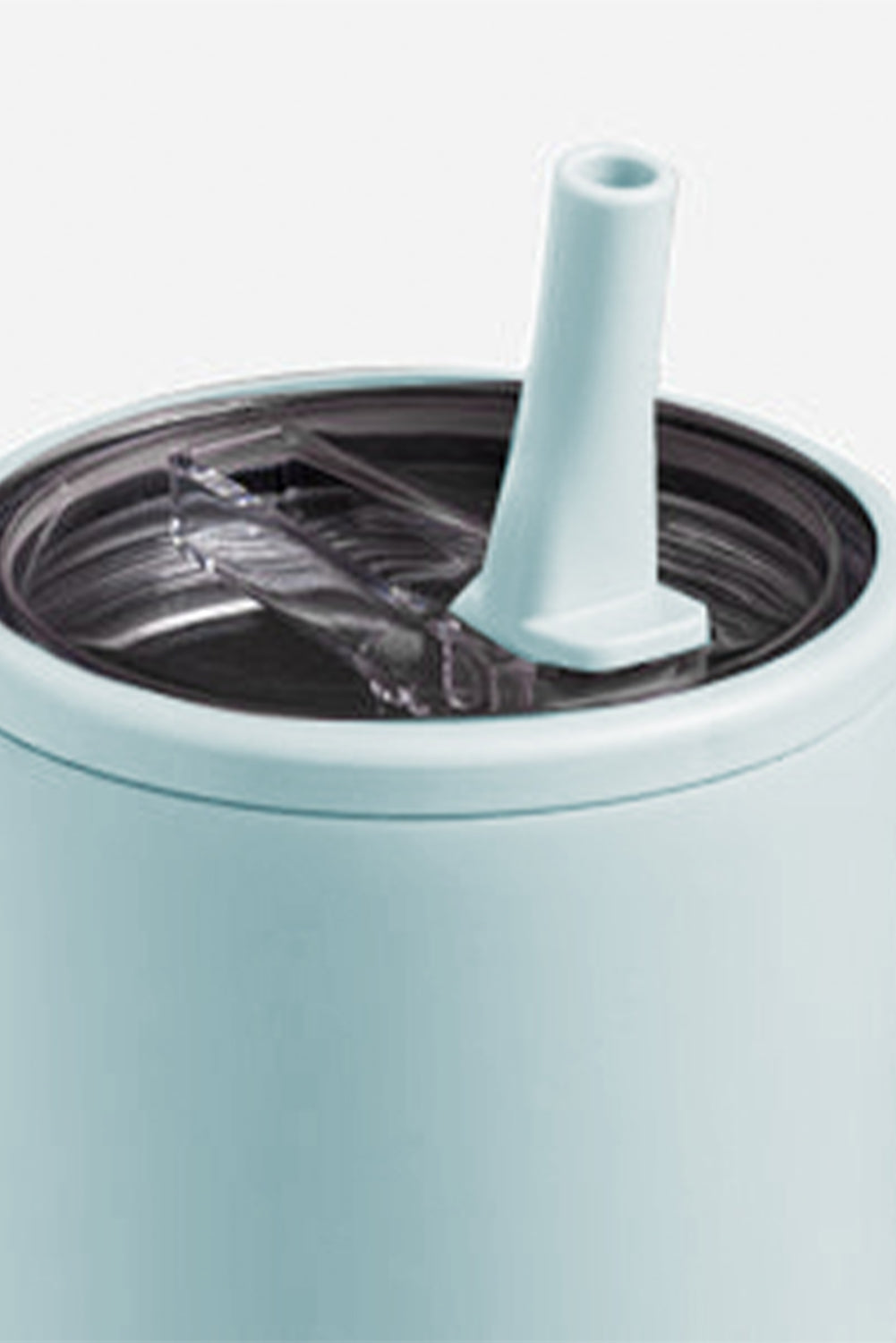 Mist Blue Frosted Stainless Handle Large Vacuum Cup with Straw 1200ml