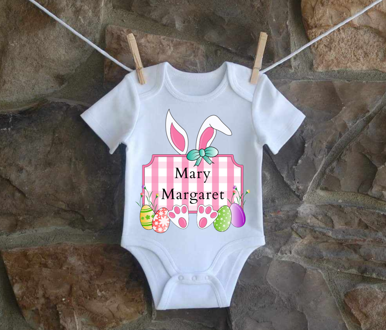 Personalized Easter Bunny- Pink (infant and toddler sizes)