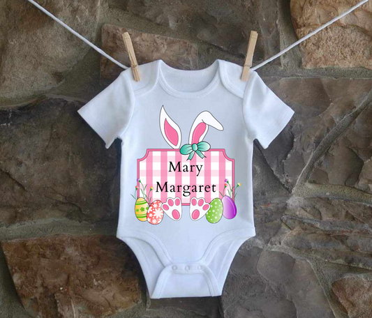 Personalized Easter Bunny- Pink (infant and toddler sizes)