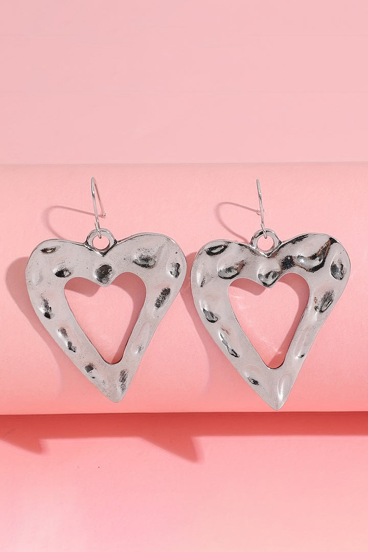 White Valentine Hollowed Heart Shape Dropping Earrings