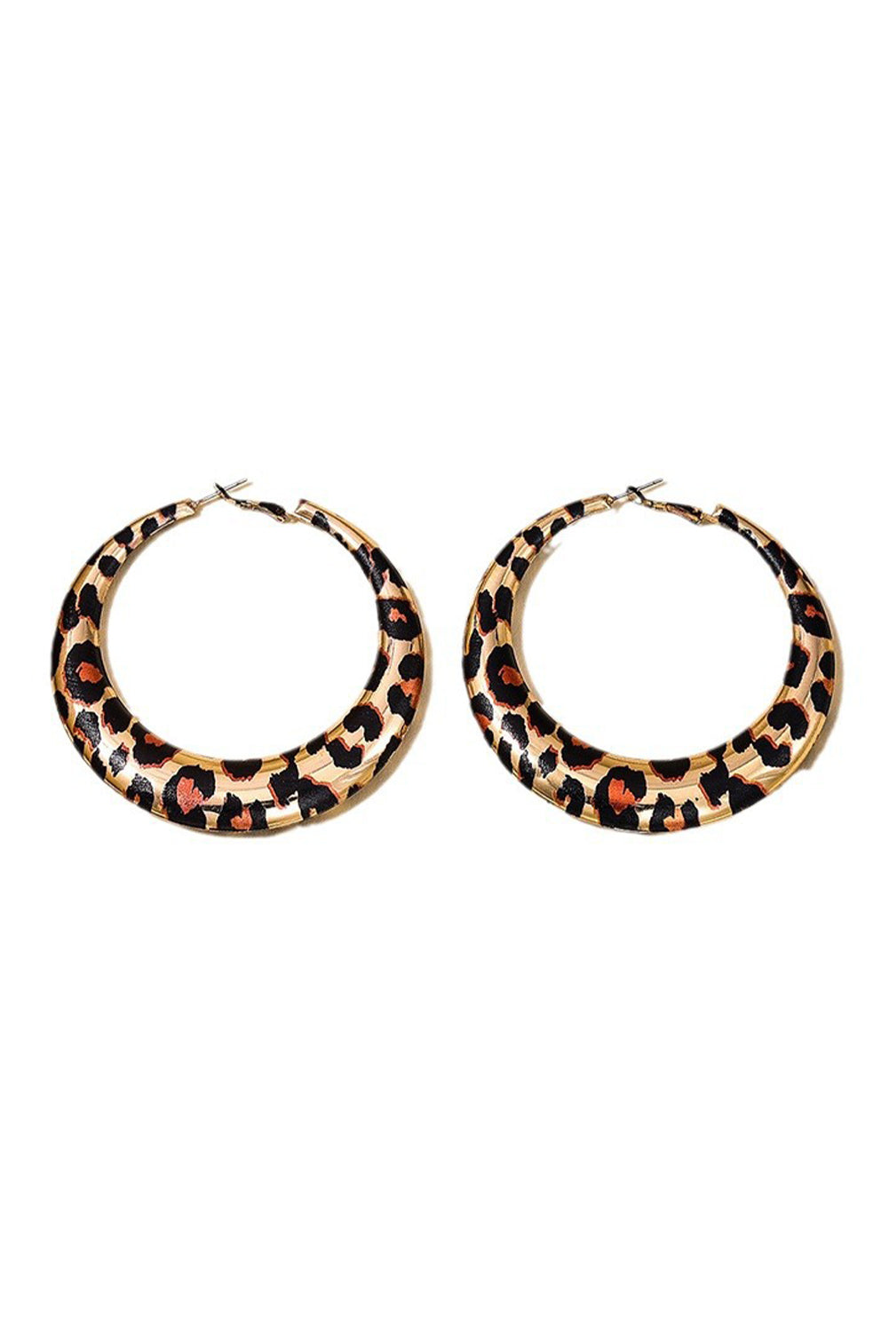 Brown Leopard print geometric earrings