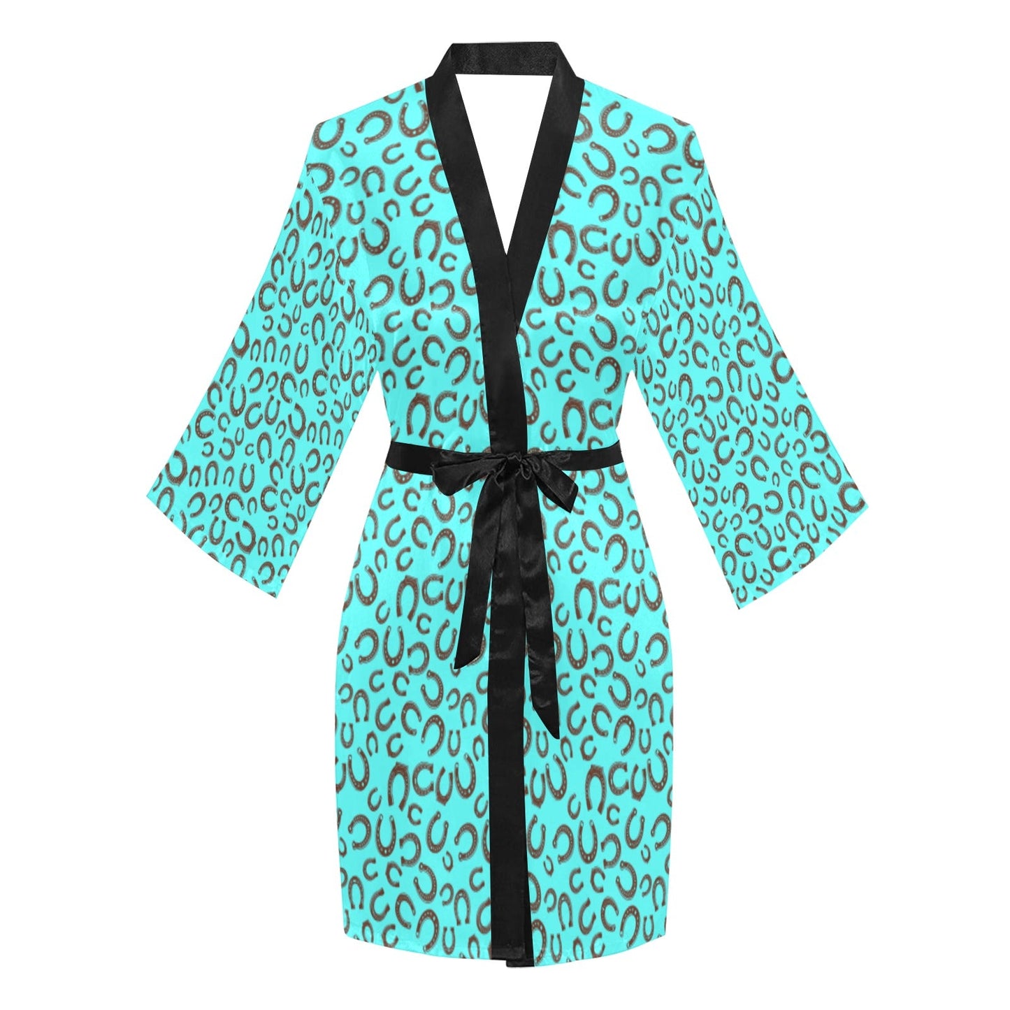 Mini Turquoise Horeshoe Women's Lounge Kimono Robe