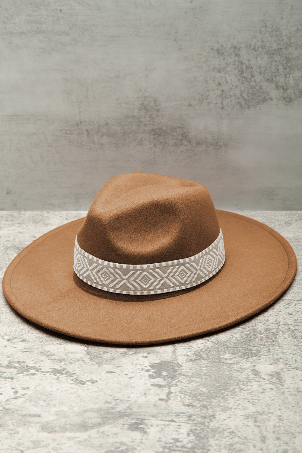 Brown Western Patchwork Flat Brim Cowboy Woven Hat