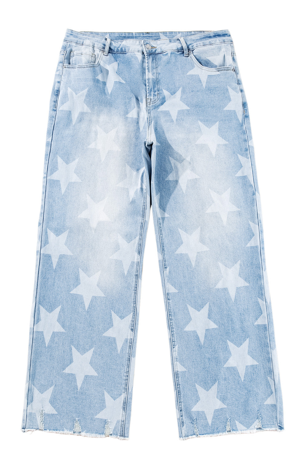 Beau Blue High Waist Star Pattern Plus Size Jeans