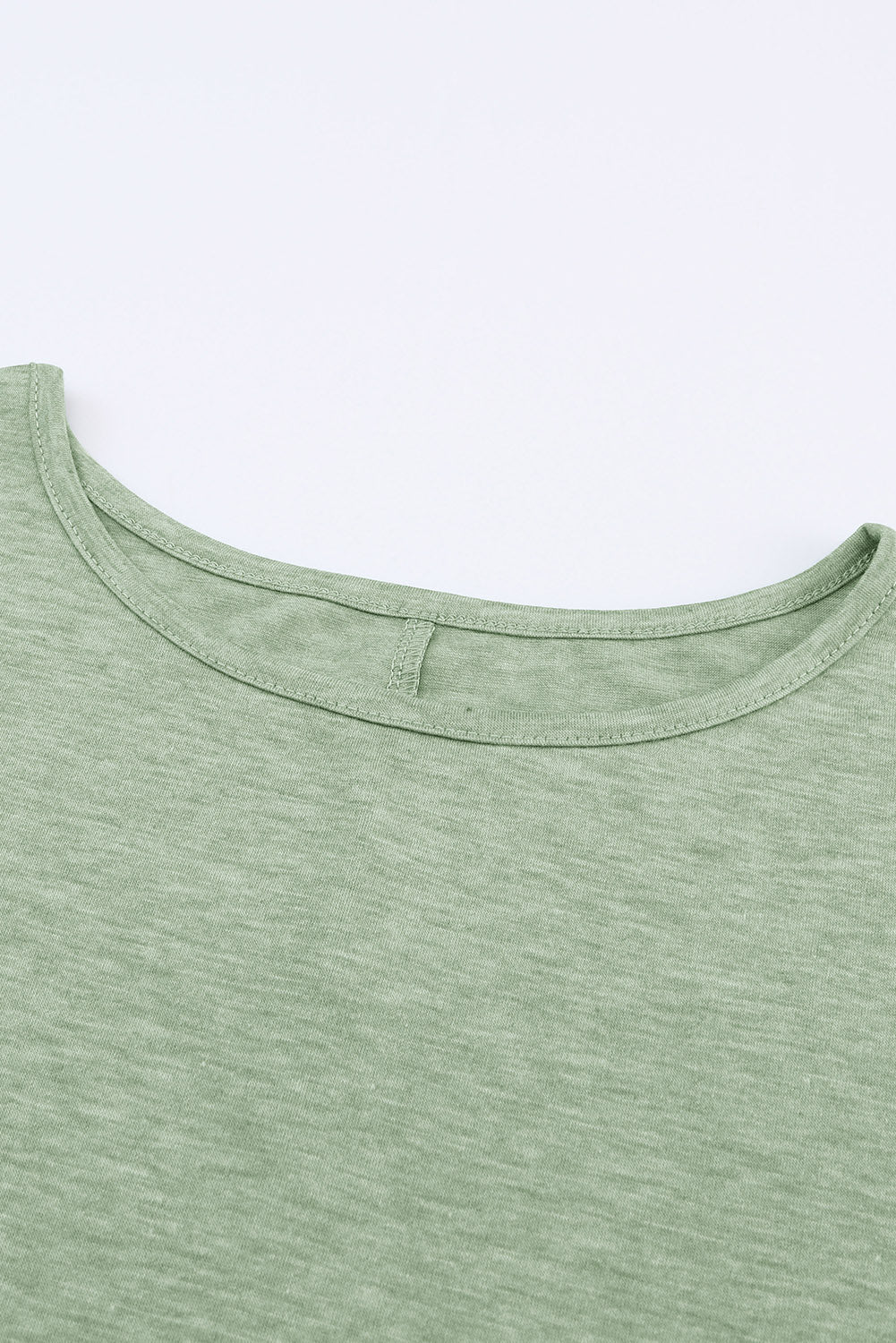 Khaki Plain Smocked 3/4 Sleeve Casual Loose T Shirt