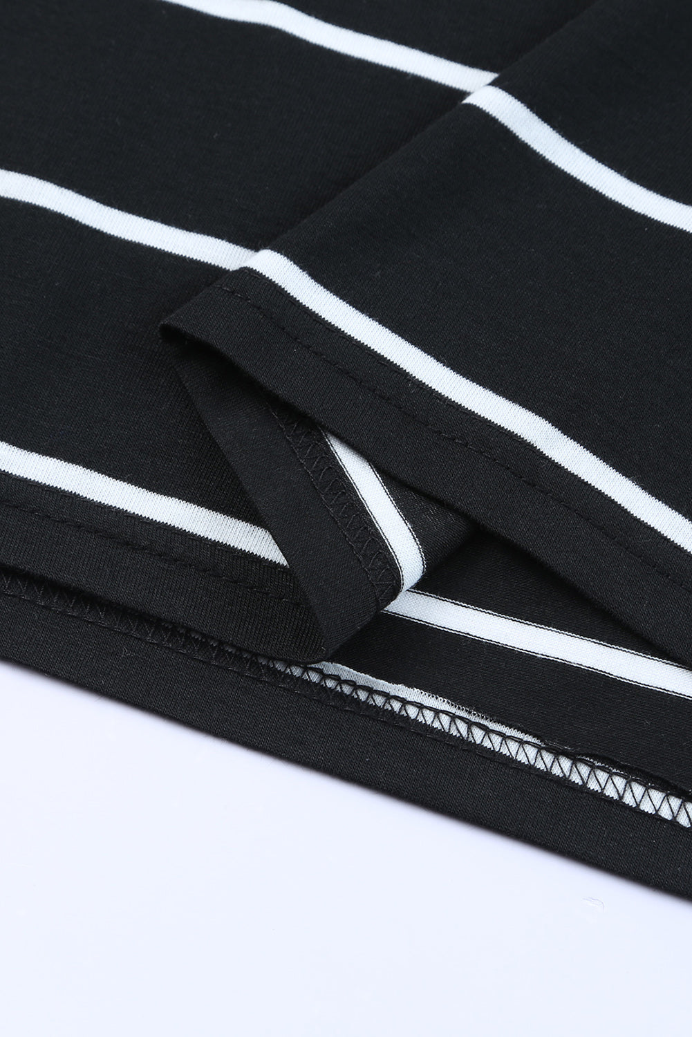 Black Stripe Print Open Back Sleeveless Maxi Dress With Slits