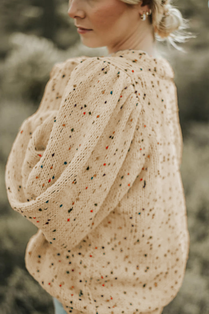 Flaxen Dot Print Long Sleeve Knitted Sweater