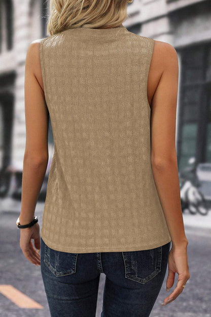 Pink Textured Split V Neck Sleeveless Shirt