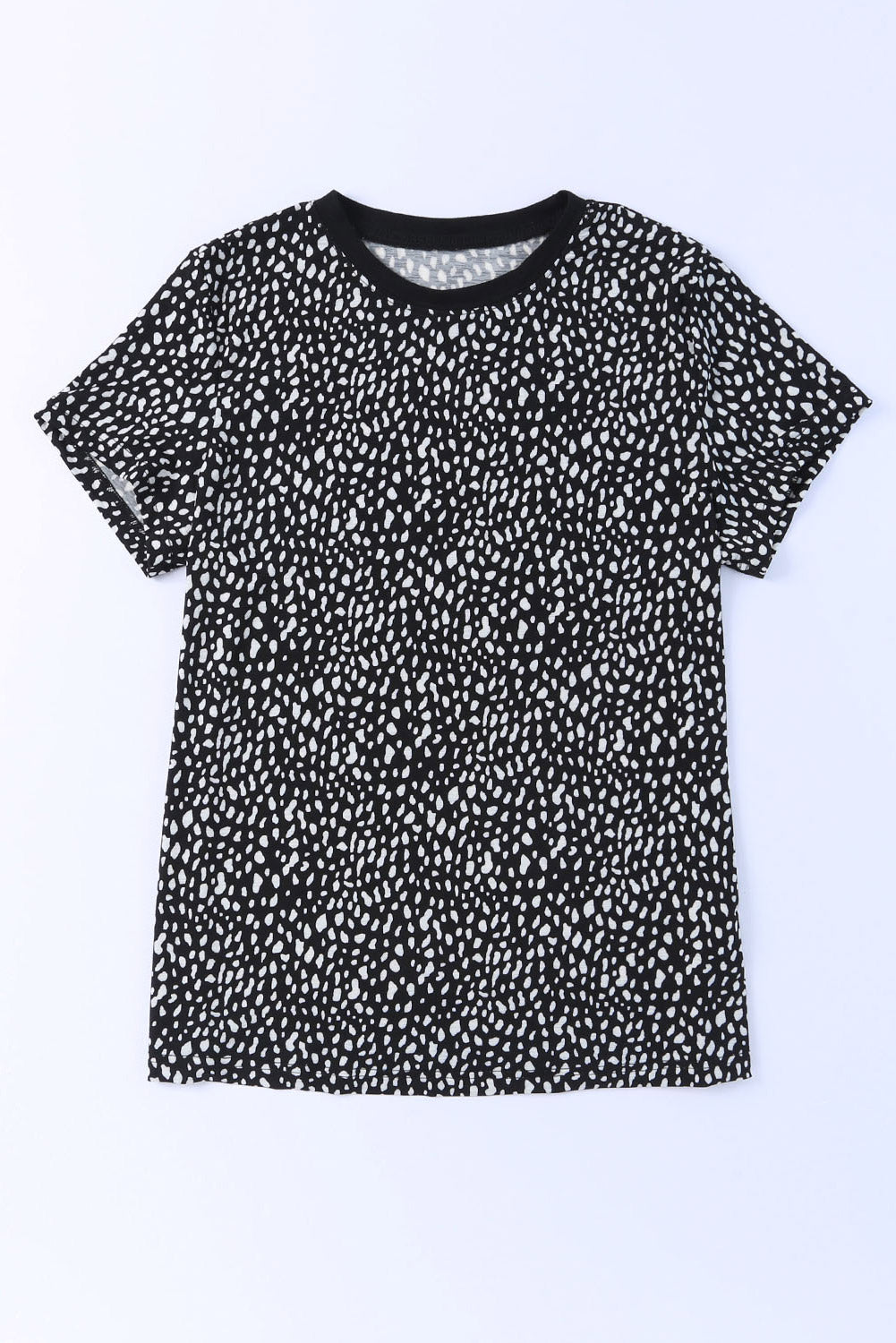Red Cheetah Print Casual Short Sleeve Crew Neck T Shirt