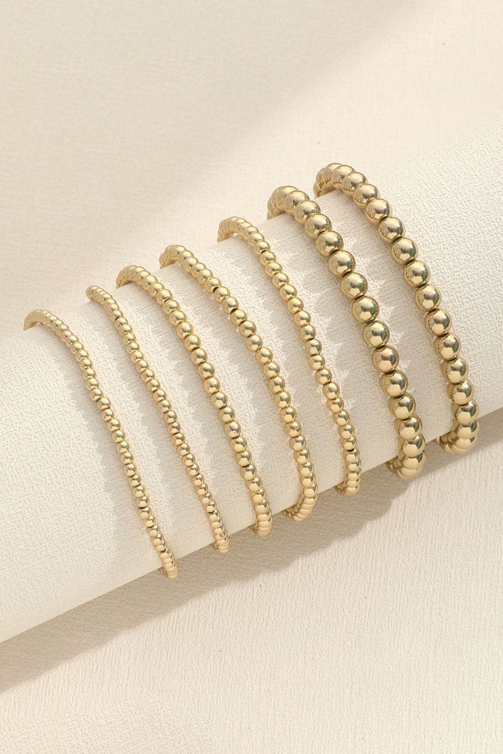 Gold 7pcs Minimalist Beaded Luxury Bracelet Set