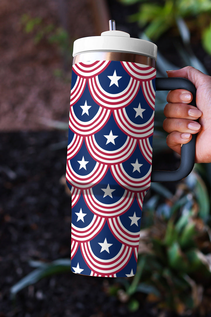Bluing Stars and Stripes Print Thermos Tumbler with Handle 1200ml
