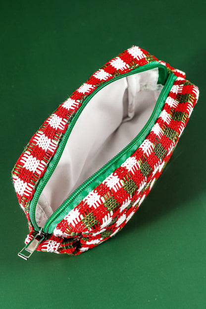 Racing Red Christmas Crochet Zipper Makeup Bag