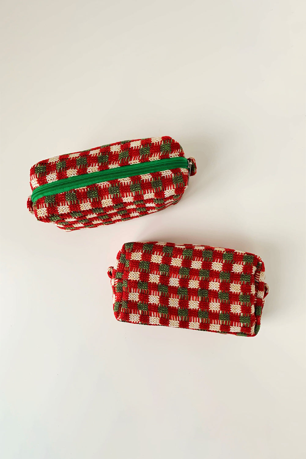 Racing Red Christmas Crochet Zipper Makeup Bag