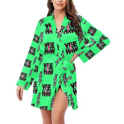 Neon Yeehaw Women's Belted Satin Feel Dressing Lounge Robe