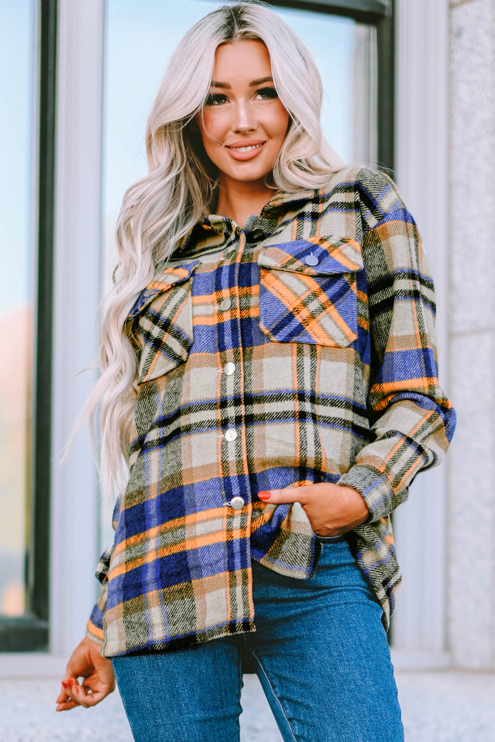 Red Plaid Button Front Pocket Shirt Shacket