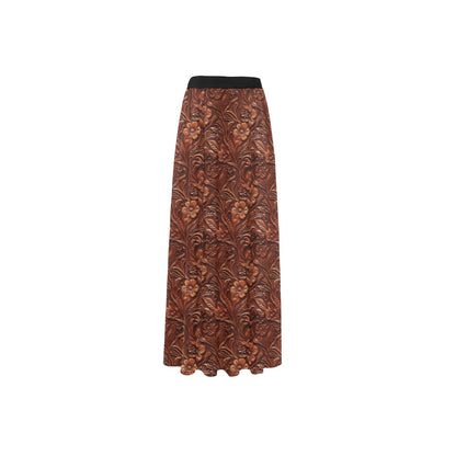 Tooled Leather Print Beach Maxi Skirt