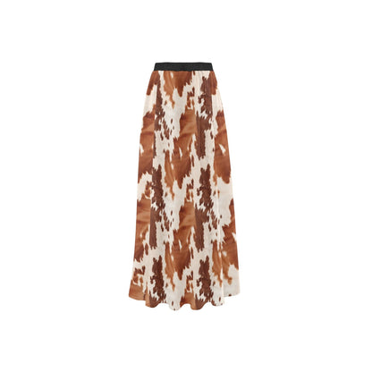 Brown Cow Print beach Maxi Skirt