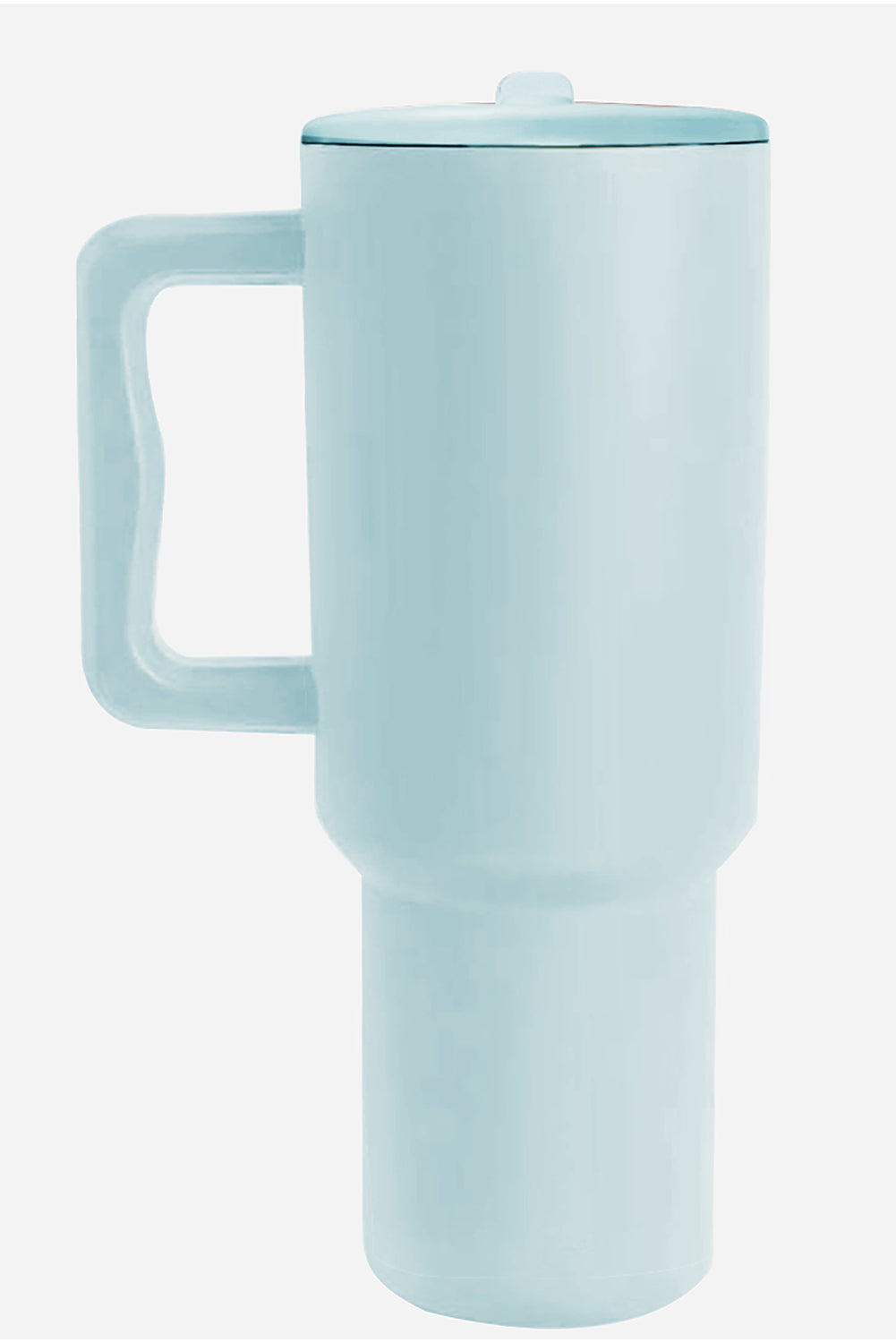 Mist Blue Frosted Stainless Handle Large Vacuum Cup with Straw 1200ml