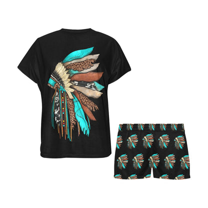 Indian Headdress Women's Western Short and Top Pajama Set