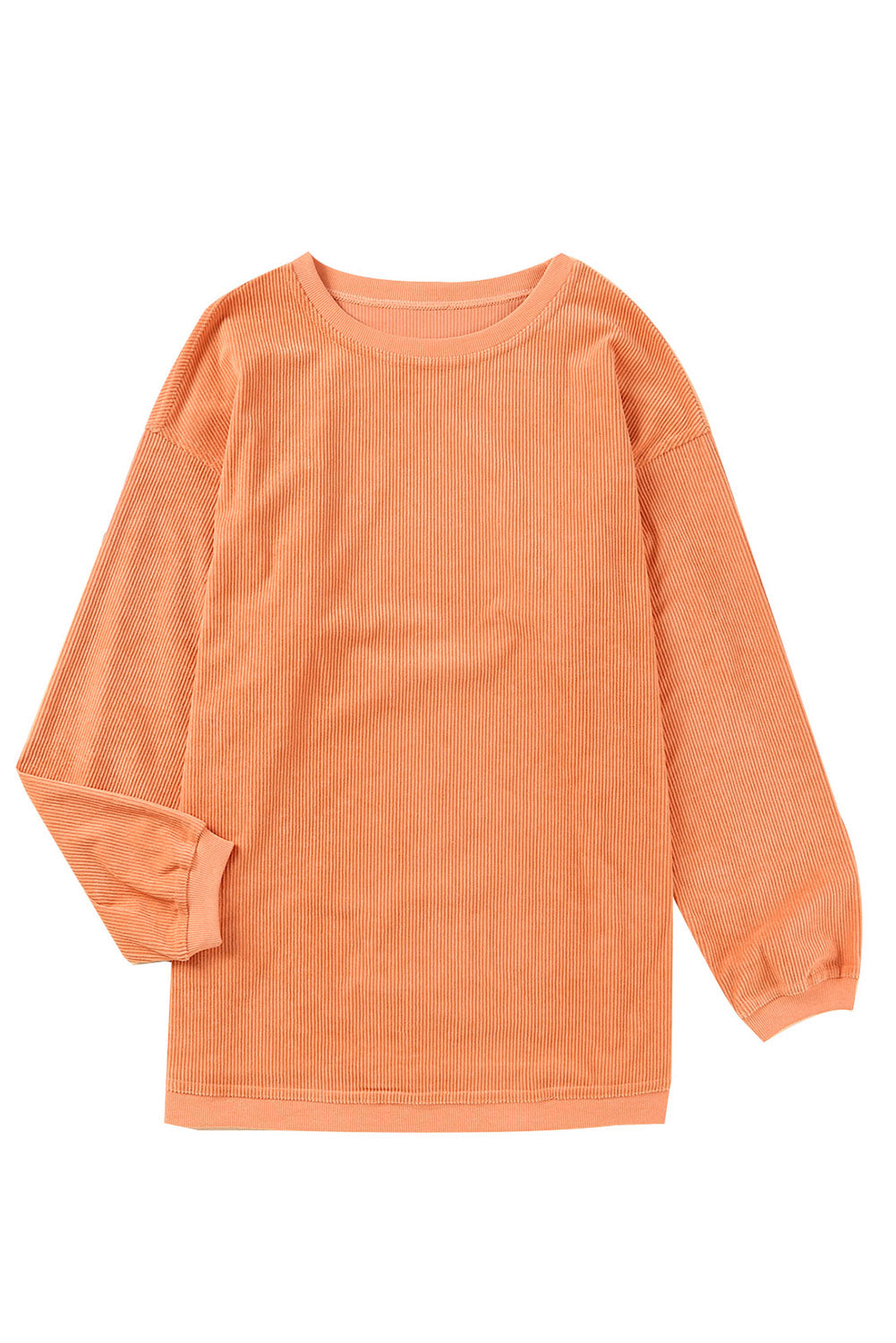 Apricot Drop Shoulder Ribbed Oversized Sweatshirt